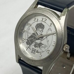 Harry Potter Watch Men Women 34mm Silver Tone Lightning Bolt Band New Battery 9"